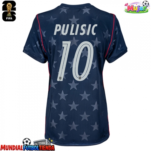 Camiseta Estados Unidos Christian Pulisic #10 Segunda Equipación Replica Mundial 2026 para mujer mangas cortas
